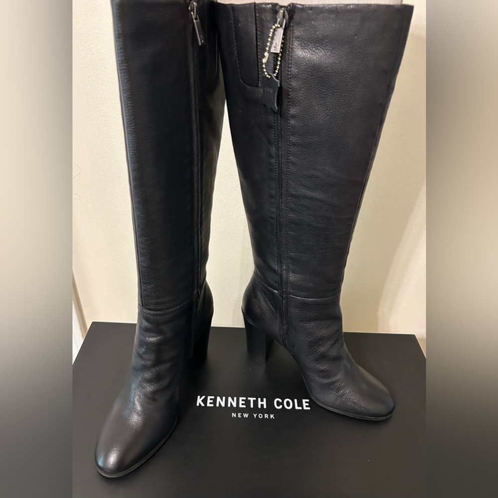 Kenneth Cole Justin leather tall boots. Size 10. Like new. Soft Black Leather.